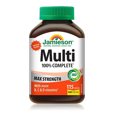 Jamieson 100% Complete Multivitamin Max Strength Caplets, 115 Caplets