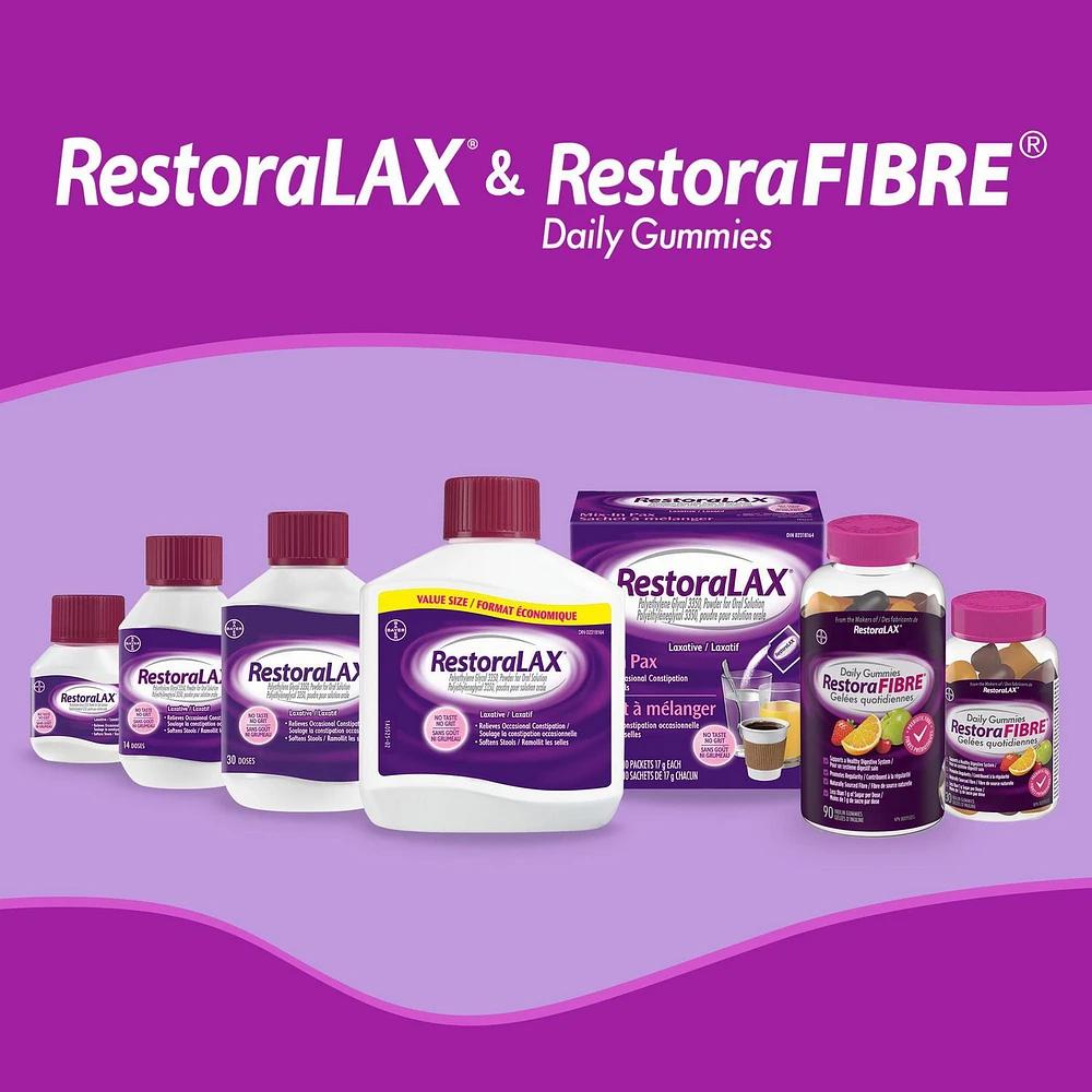 RestoraLAX Powder Stool Softener Laxative - Laxatives For Constipation, Effective Constipation Relief For Adults, No Taste, No Grit, No Gas, No Bloat, No Cramps, No Sudden Urge, Doses