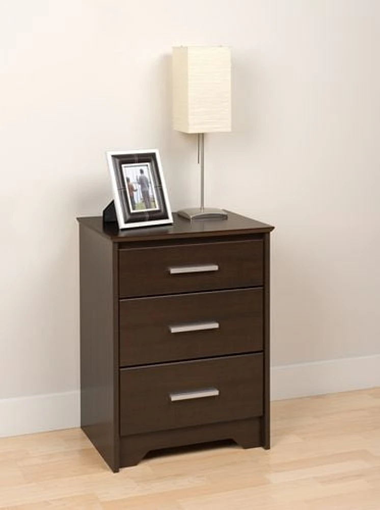 Prepac Coal Harbor Manufactured Wood Tall 3-Drawer Nightstand