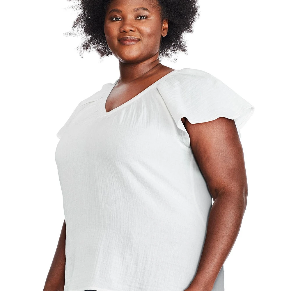 George Plus Women's Flutter Sleeve Top