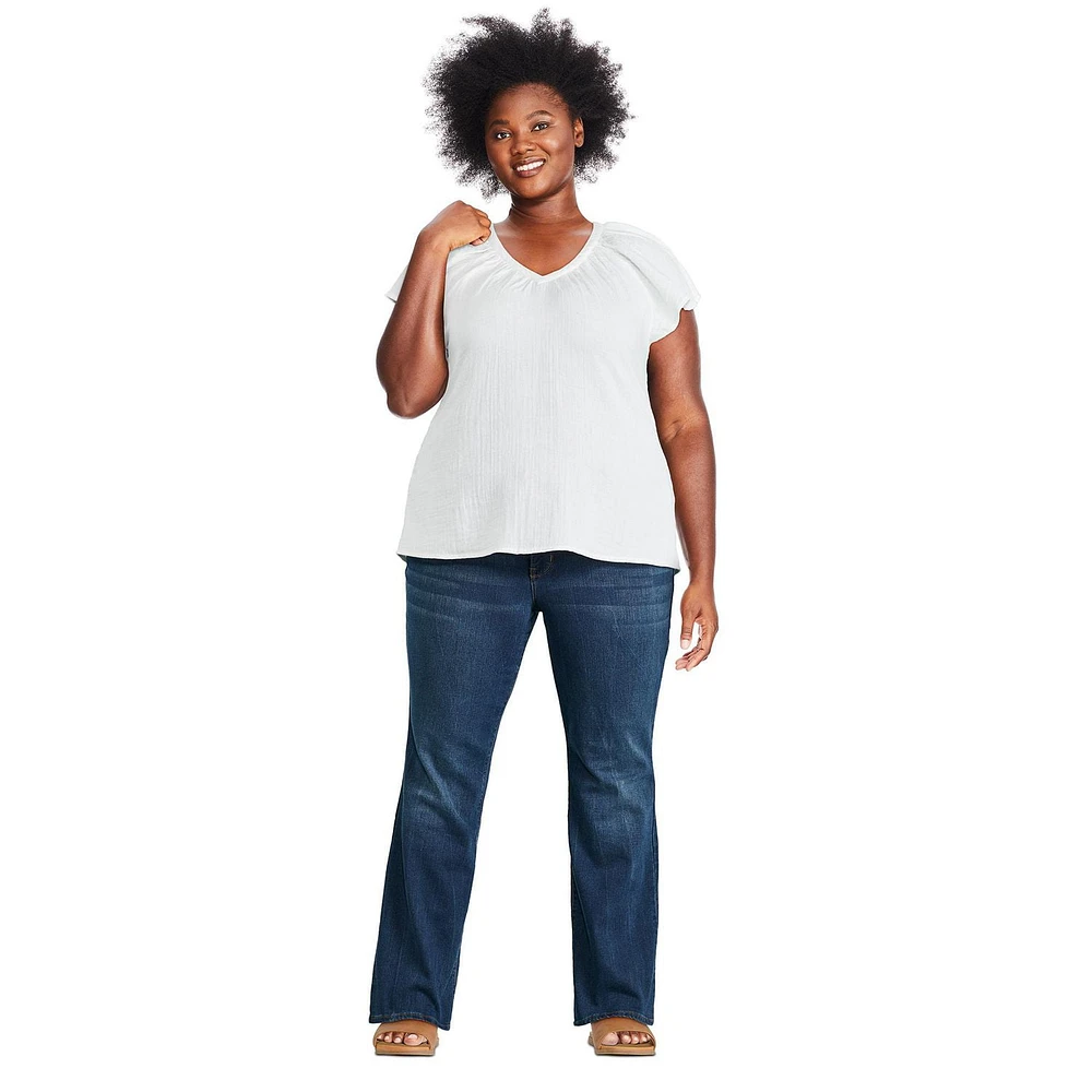 George Plus Women's Flutter Sleeve Top