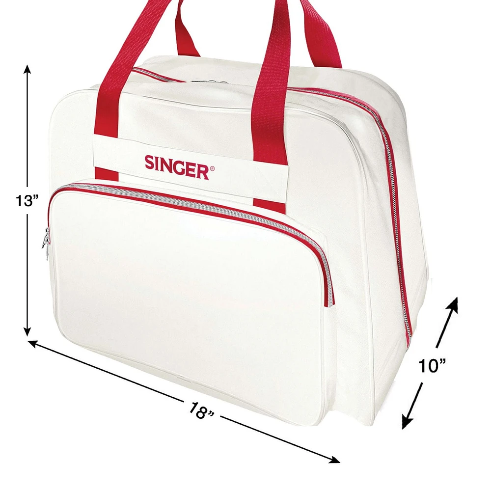 SINGER® Universal Canvas Tote Bag, Cream/Red