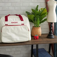 SINGER® Universal Canvas Tote Bag, Cream/Red