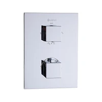 Square 3-functions thermostatic valve, 2 shower heads or simultaneously, chrome finish