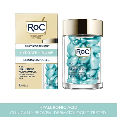 RoC Skincare - Multi Correxion®️ - Sérum en Capsules + 3 %  Complexe d'acide hyaluronique à 3 % Hydrater + Repulper (10,5 ml)