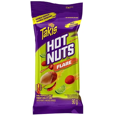 Arachides enrobées Takis Hot Nuts Flare à saveur de piment rouge et de lime Arachides enrobées Takis Hot Nuts