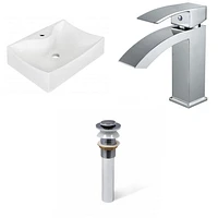 American Imaginations 21.5-in. W Wall Mount White Bathroom Vessel Sink Set For 1 Hole Wall Mount Faucet AI-34183