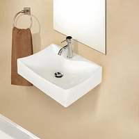 American Imaginations 21.5-in. W Wall Mount White Bathroom Vessel Sink Set For 1 Hole Wall Mount Faucet AI-34183