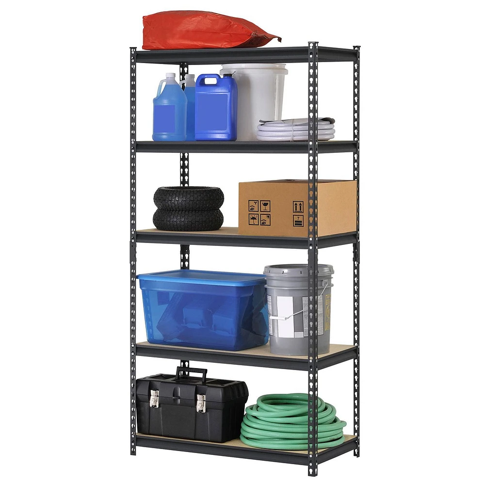 Muscle Rack Heavy-Duty 36"W x 18"D x 72"H 5-Tier Steel Shelving, Black., 36" 5-Tier Steel Shelving