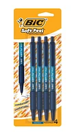 BIC Soft Feel Retractable Ballpoint Pen, Medium Point (1.0mm), Blue, 4 Count, Pack of 4