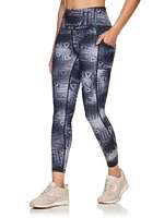 Reebok Women's Everyday Highrise 7/8 Printed Legging With Pockets 25" Inseam