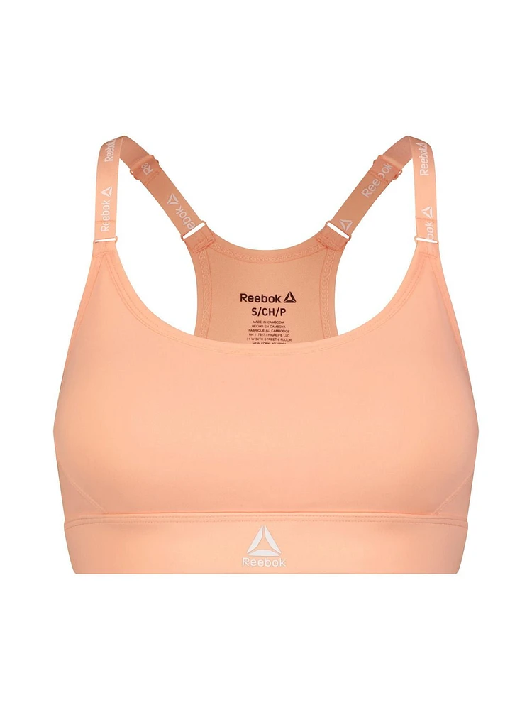 Reebok Women's Low Impact Favorite Racerback Sports Bra with Removable Cups