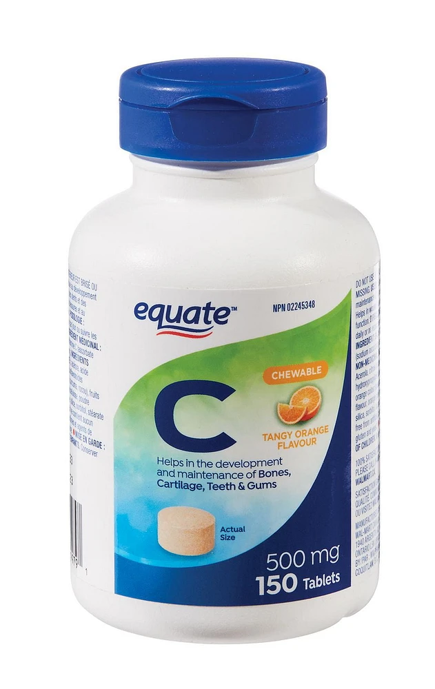 Equate Vitamine C 500 mg Arome Orange Acidulee 150 Comprimes