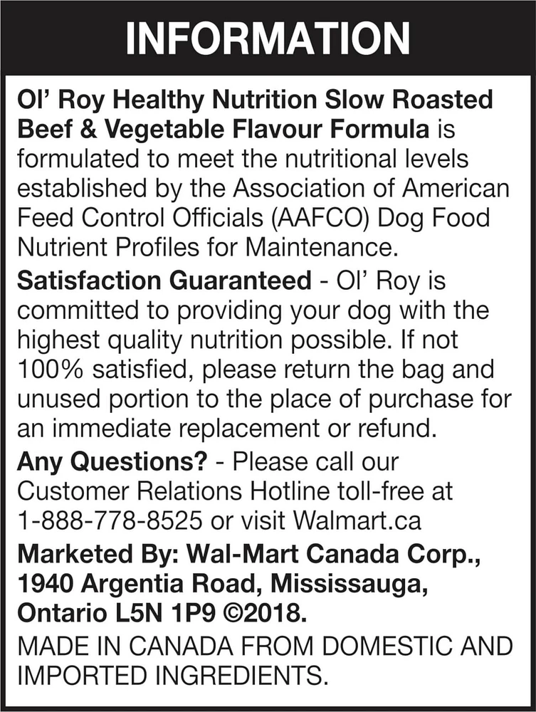 Ol' Roy Healthy Nutrition Roasted Beef Flavour Dry Dog Food, 20 kg