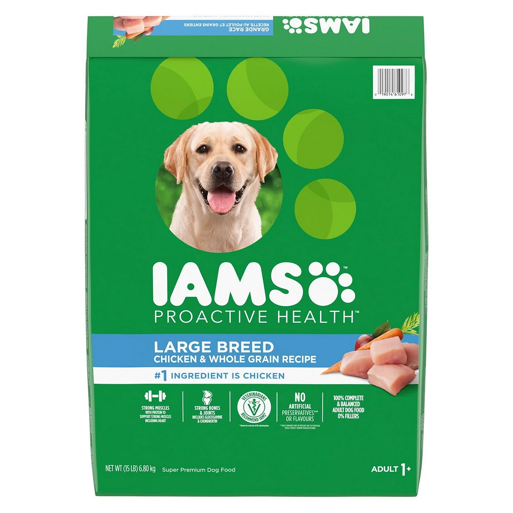 Iams Chicken & Whole Grains Recipe Adult Large Breed Dry Dog Food, 6.8-18.14kg