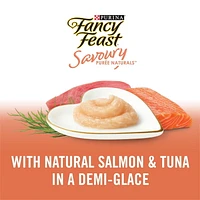Fancy Feast Savoury Puree Naturals with Natural Salmon & Tuna in a Demi-Glace, Cat Treats 40 g, 40 g