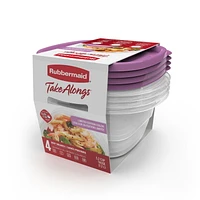 Rubbermaid TakeAlongs Square Food Storage Containers, 1.2 L (5.2 Cup), Special-Edition Orchid Purple, 4 Pack