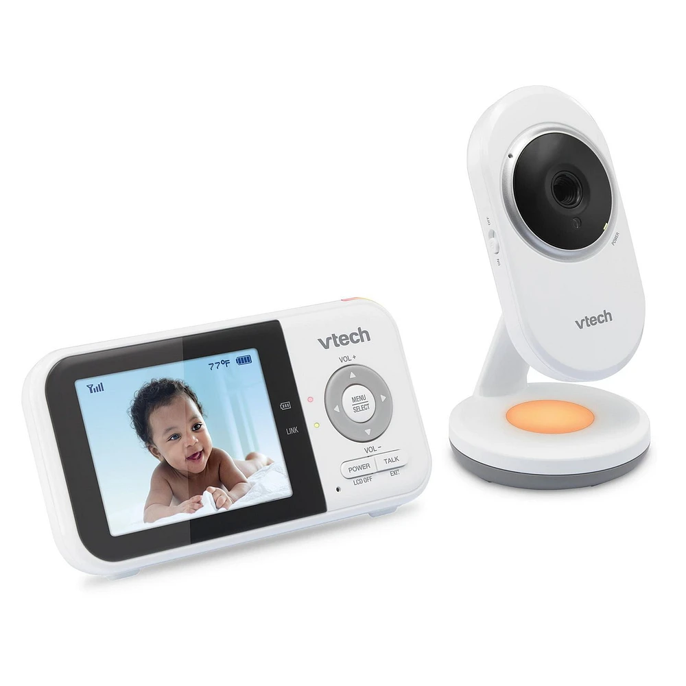 VTech VM3254 2.8” Digital Video Baby Monitor with Night Light, White, VM3254