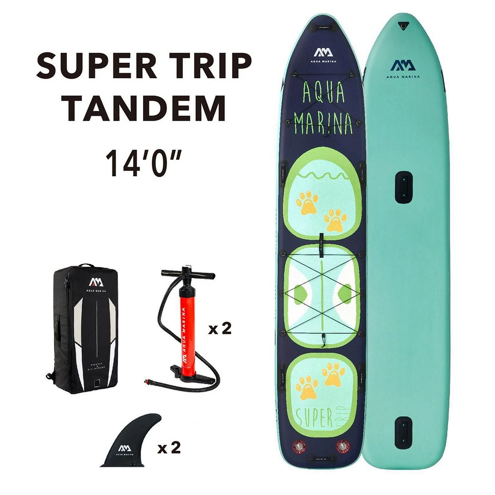 Aqua Marina - SUPER TRIP 14'0 Tandem Family Inflatable Stand Up Paddle Board (iSup)