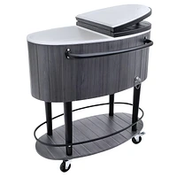 Permasteel - 80QT Oval Patio Cooler w/Wood Grain - GRAY