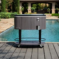 Permasteel - 80QT Oval Patio Cooler w/Wood Grain - GRAY