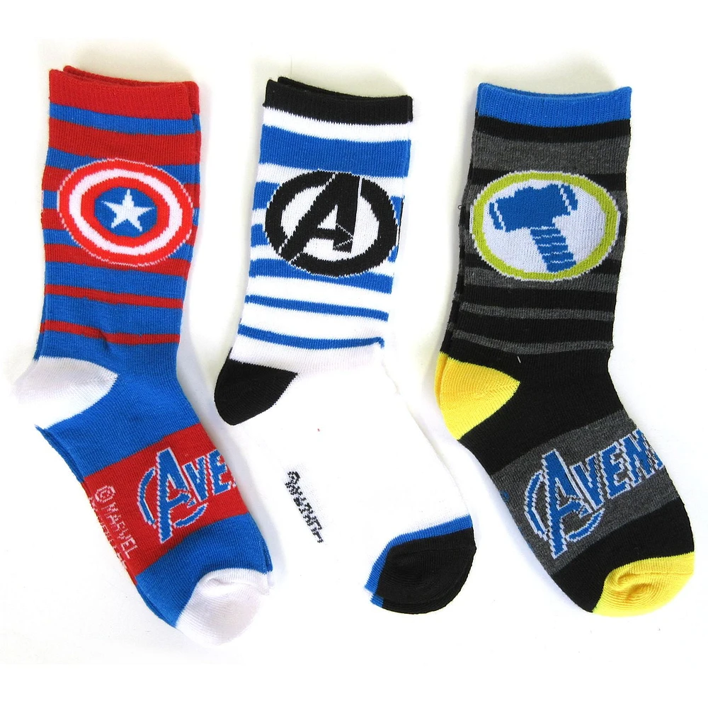 Avengers Boys' Crew Socks, Pack of 3