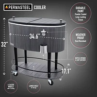 Permasteel - 80QT Oval Patio Cooler w/Wood Grain - GRAY