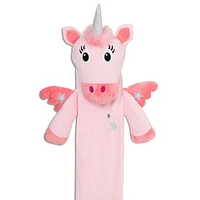 Potwells - Kids Long Hot Water Bottle - Ursula Unicorn - Machine Washable Fleece Cover - Keeps Warm for 6 to 8 Hours - Soothing