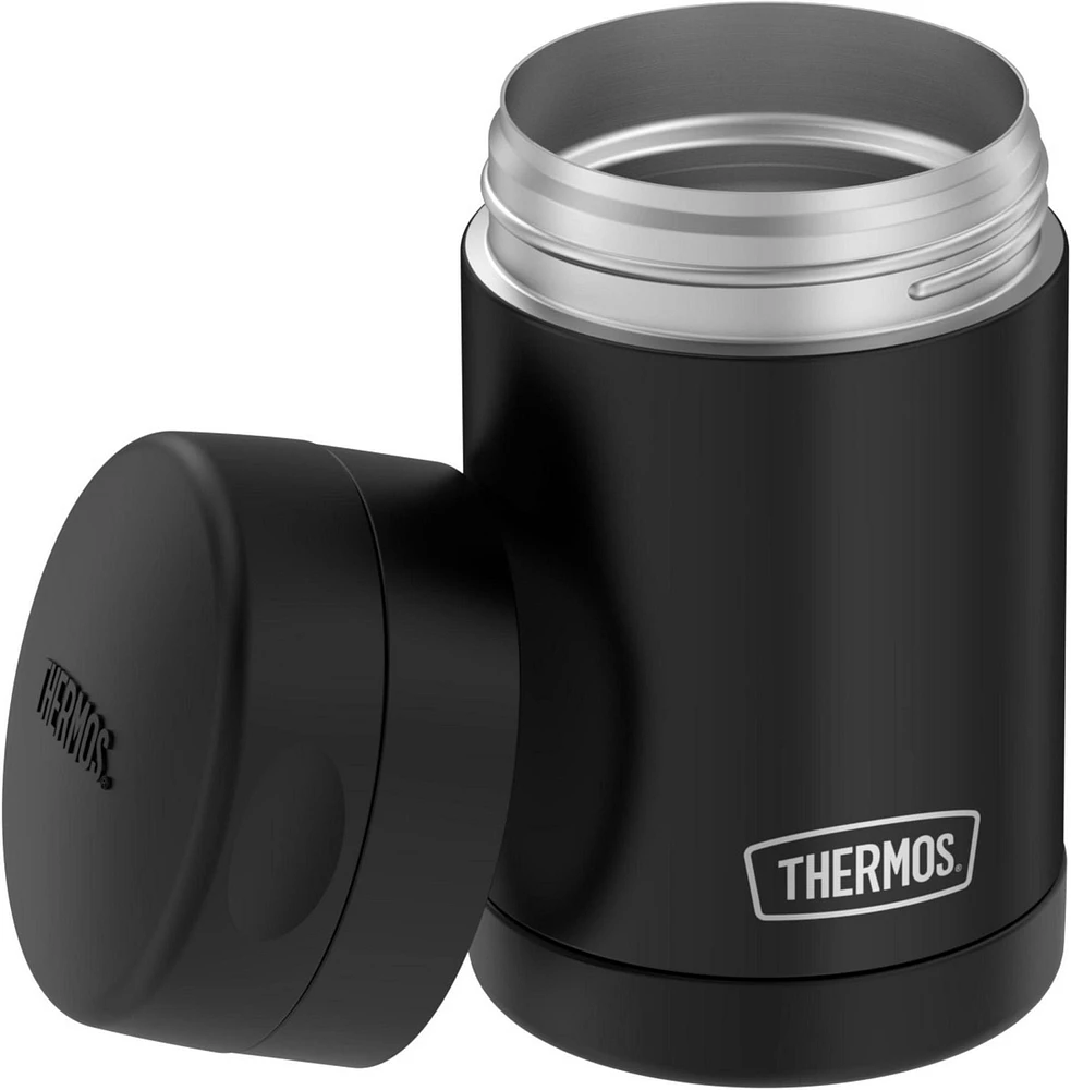 Thermos Vacuum Insulated Stainless Steel 16 Oz Food Jar with Folding Spoon, 16 Oz,  Black Jar