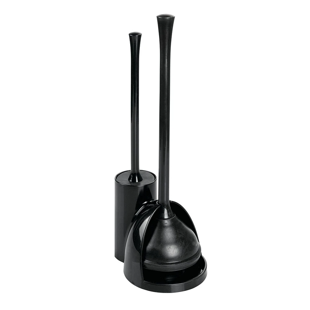 Mainstays Una Slim Bowl Brush & Plunger, Black, Combo Set for Bathroom