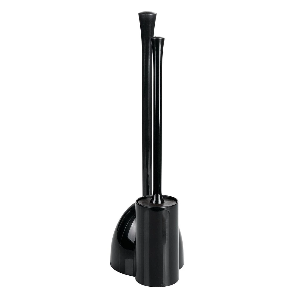 Mainstays Una Slim Bowl Brush & Plunger, Black, Combo Set for Bathroom