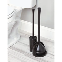 Mainstays Una Slim Bowl Brush & Plunger, Black, Combo Set for Bathroom