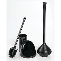 Mainstays Una Slim Bowl Brush & Plunger, Black, Combo Set for Bathroom