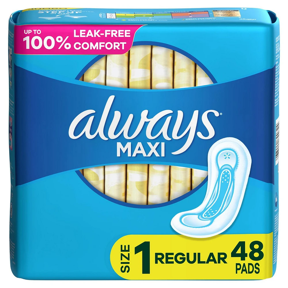 Always Maxi Pads Size 1 Regular Absorbency Unscented without Wings