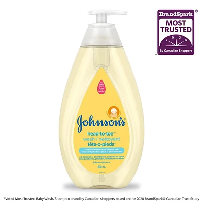 Johnson's Baby Wash and Shampoo, Head-to-Toe, Tear Free, 800 mL