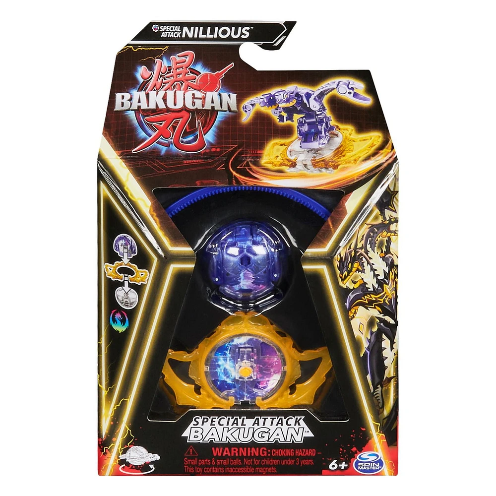 Bakugan, Special Attack Nillious, Spinning Collectible, Customizable Action Figure and Trading Cards, Kids Toys for Boys and Girls 6 and up