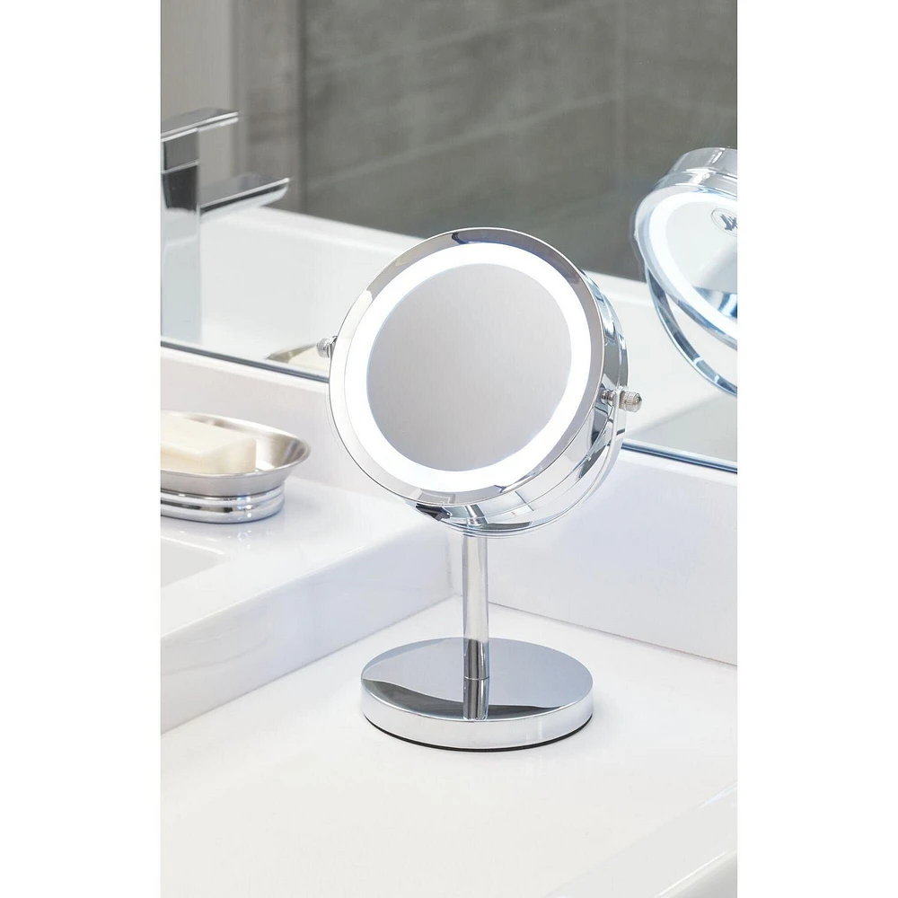 Home Trend Lighted Vanity Mirror 10", Chrome, Make-up Mirror with integrated light