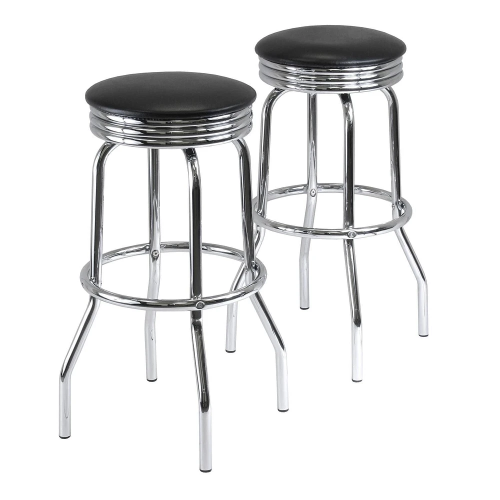 Winsome Summit Swivel Seat Stools, 2-Pc Set, Black & Chrome