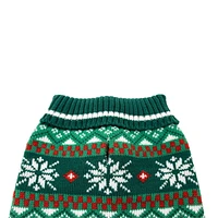 One Paw Holiday Pets' Fair Isle Christmas Dog Sweater, Green, Sizes XS-XL