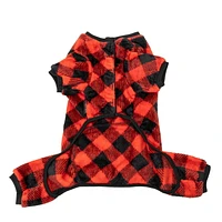 One Paw Holiday Pets' Christmas Buffalo Plaid Red Dog Pajama 1-Piece, Sizes Xs-XL, Warm and Soft