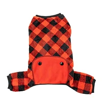 One Paw Holiday Pets' Christmas Buffalo Plaid Red Dog Pajama 1-Piece, Sizes Xs-XL, Warm and Soft