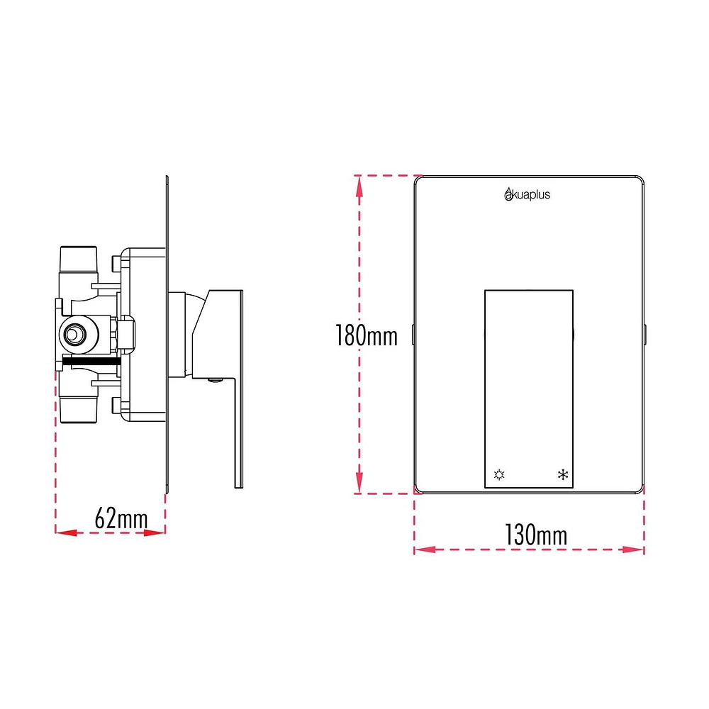 The akuaplus® - pressure balance valve faucet 1/2 in. PEX with adjustable post,  magnetic hand shower holder and a 10 settings hand shower and spout