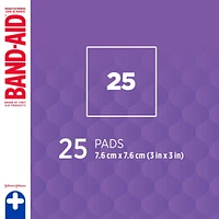 Band-Aid Brand CUSHION-CARE™ Medium Gauze Pads, 3 Inches by 3 Inches, 25 Count Value Pack, 25 count