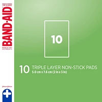 Compresses non adhérentes moyennes de marque BAND-AID® SANS DOULEUR®, 5 cm par 7,6 cm 10 unités