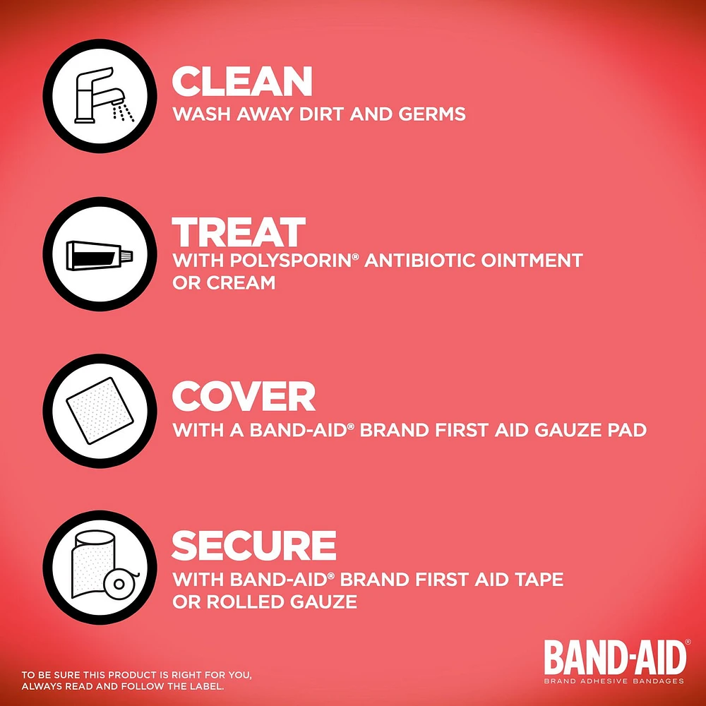 Compresses non adhérentes moyennes de marque BAND-AID® SANS DOULEUR®, 5 cm par 7,6 cm 10 unités