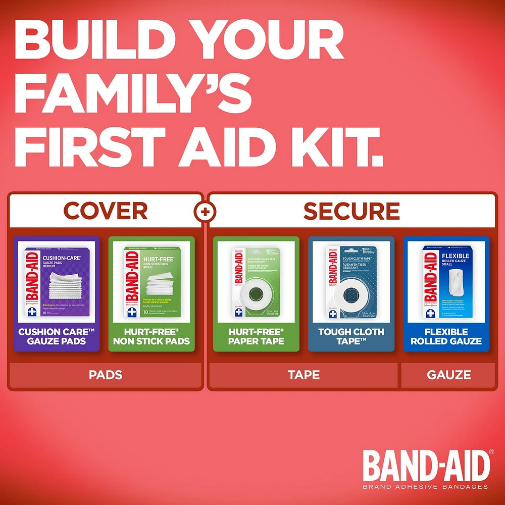 Compresses non adhérentes moyennes de marque BAND-AID® SANS DOULEUR®, 5 cm par 7,6 cm 10 unités