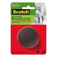 Scotch® Round Felt Pads, SP827-NA, brown, 2 in (5.08 cm), 6 per pack