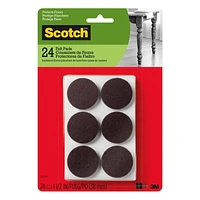 Scotch® Round Felt Pads, SP824-NA, brown, 1.5 in (3.81 cm), 24 per pack