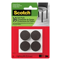 Scotch® Round Felt Pads, SP821-NA, brown, 1 in (2.54 cm), 16 per pack