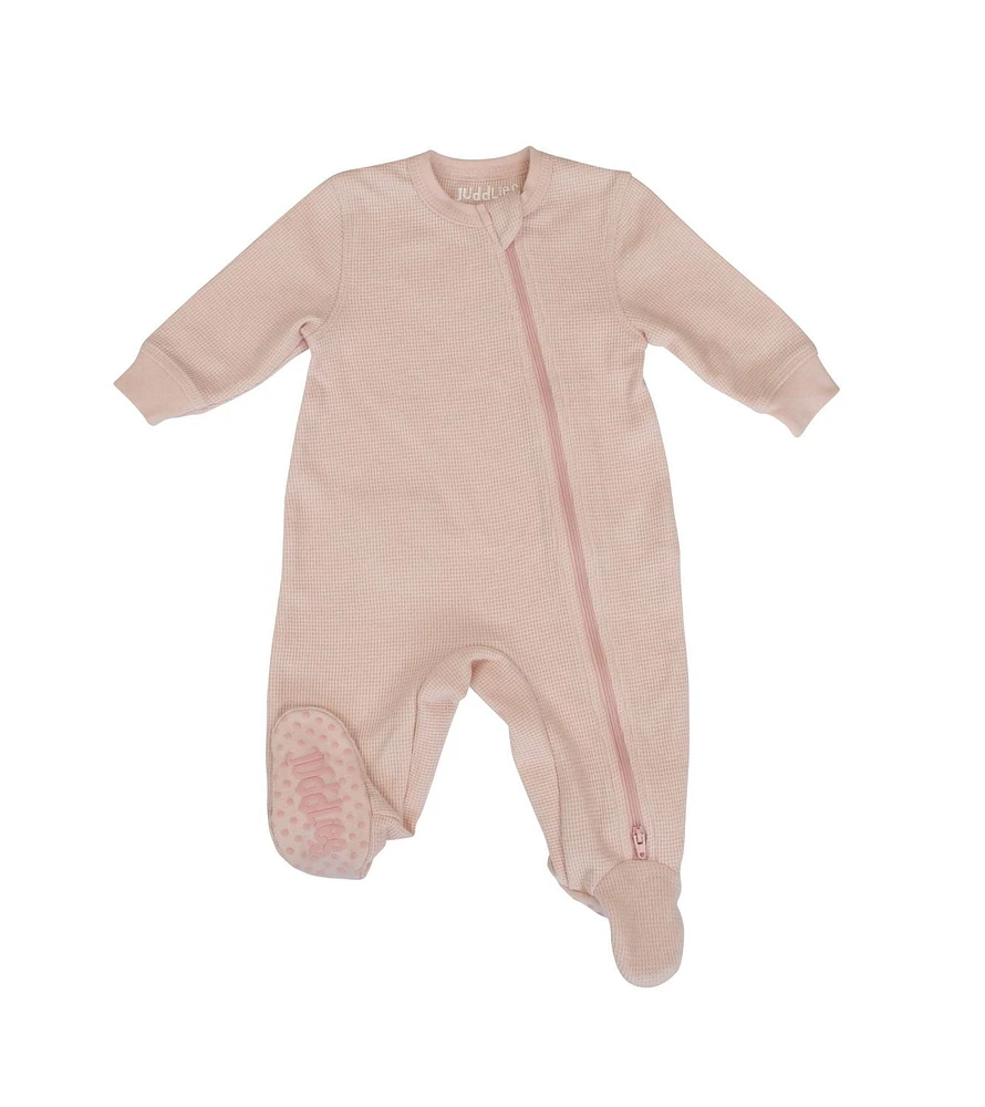 Juddlies Designs - Nouveau-né, bébé, tout-petit - Collection Mini Waffle - Dormeur à pied - Argile Rose